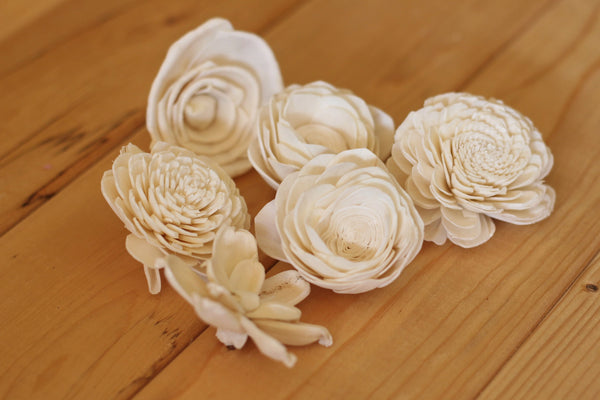 Assorted Mixed Sola Wood Flowers 2" - 2.5" - Set of 12