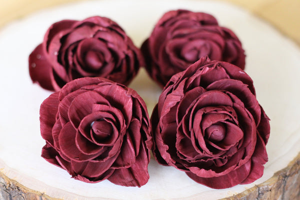 Burgundy Marsala Sola Wood Peonies ( Set of 12 )