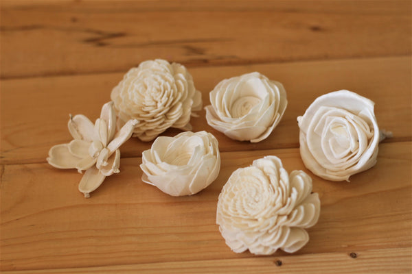 Assorted Mixed Sola Wood Flowers 2" - 2.5" - Set of 12