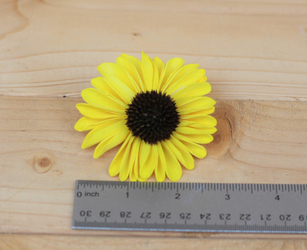 Yellow Sola Wood Sunflowers  2.5"
