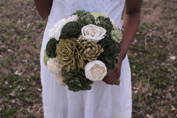 Succulent Sola Flower Bouquet, Made to Order Wedding Bridal Bouquet