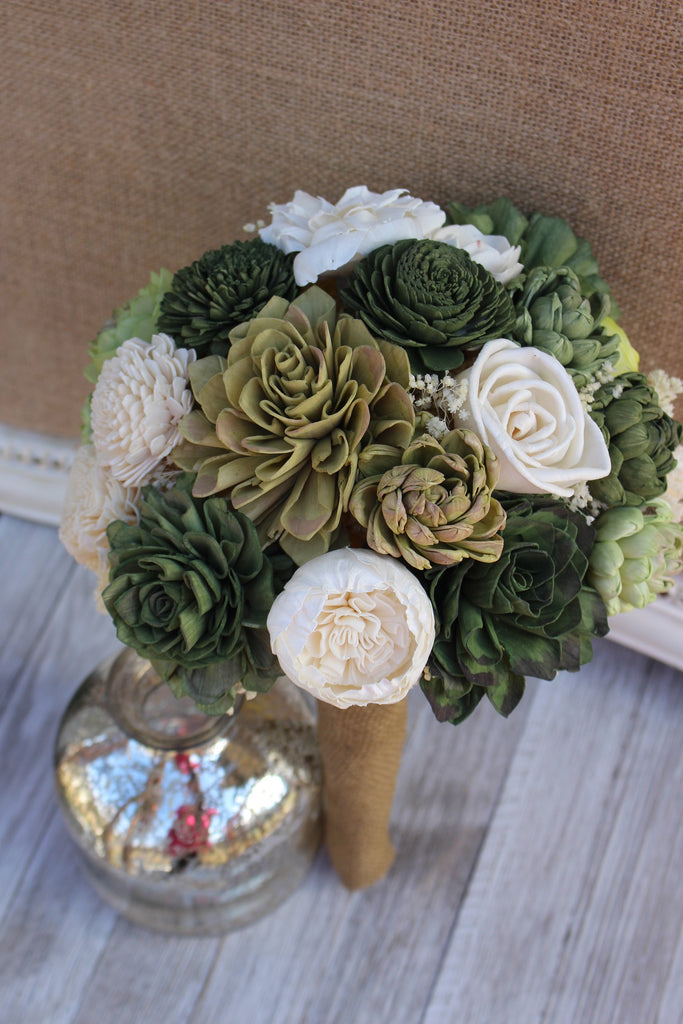 succulent wedding bouquets Succulent Sola Flower Budget Bouquet 1 Medium/4 Peti / Burlap