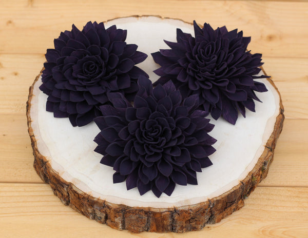 Dark Purple Plum Sola Dahlias 4" ( Set of 5 )