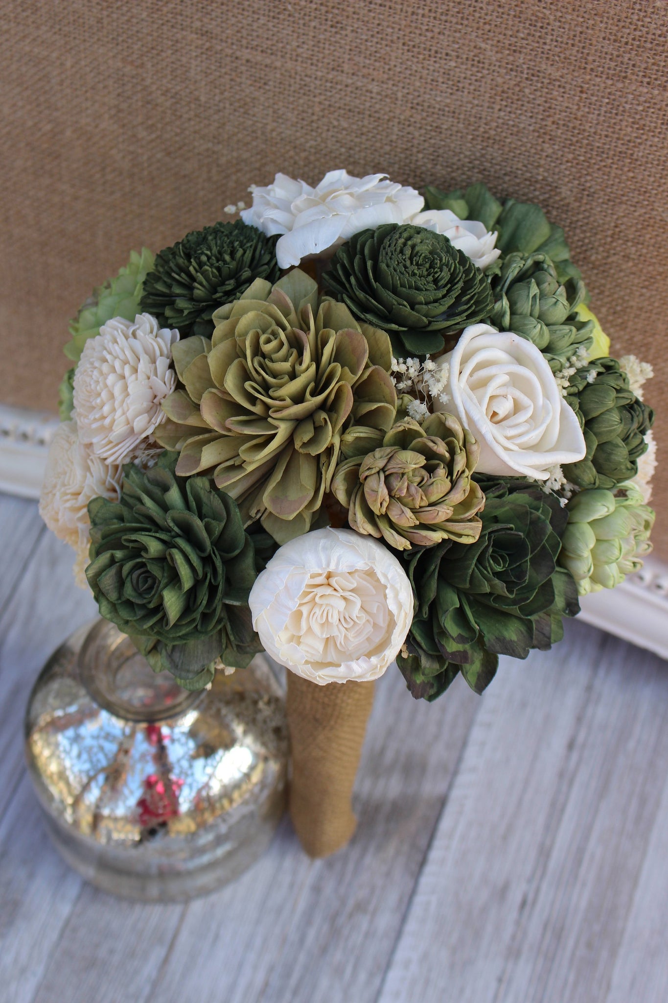 fake succulent wedding bouquet Succulent Sola Flower Bouquet, Made to Order Wedding Bridal Bouquet Large 11 to 12 / Twine