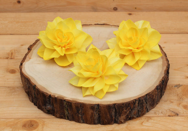 Yellow Sola Wood Tiger Lily 4" ( Set of 3 )