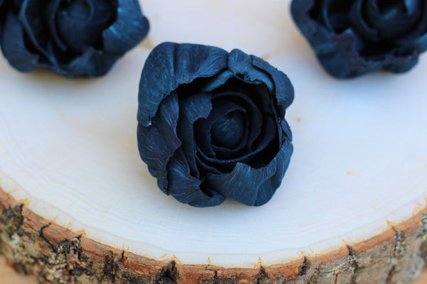 Navy Blue Colored Sola Wood Peonies ( Set of 12 )