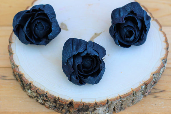 Navy Blue Colored Sola Wood Peonies ( Set of 12 )