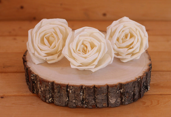 Sola Wood Blanche Roses - Pack of 3