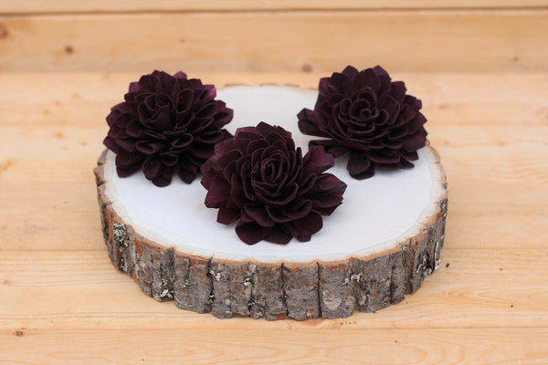 Wine Sola Wood Dahlias 3"