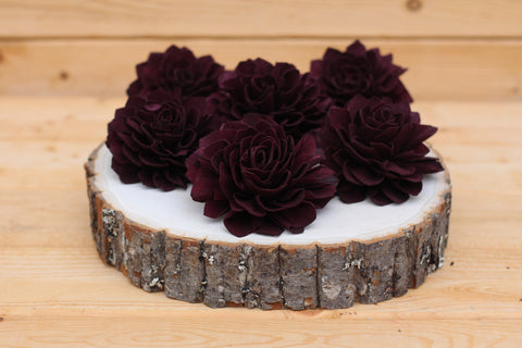 Wine Sola Wood Dahlias 3"