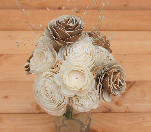 Rustic Woodland Sola Flower Centerpiece