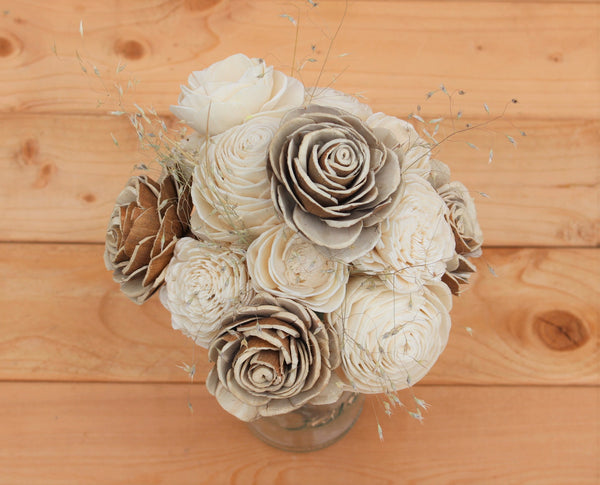 Rustic Woodland Sola Flower Centerpiece