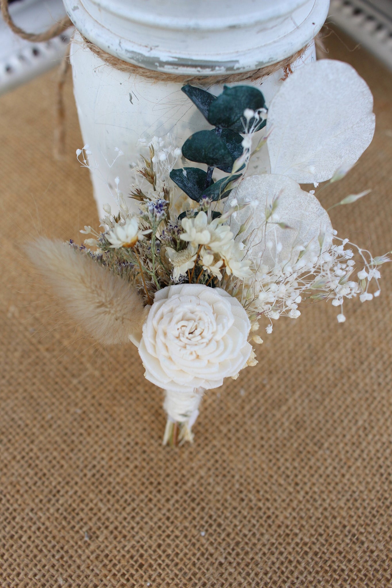 Boho Rustic Pampas Grass Boutonniere