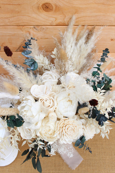 Ivory White Boho Sola Flower Bouquet