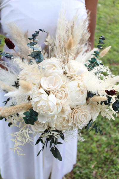 Ivory White Boho Sola Flower Bouquet