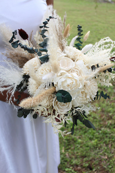 Ivory White Boho Sola Flower Bouquet