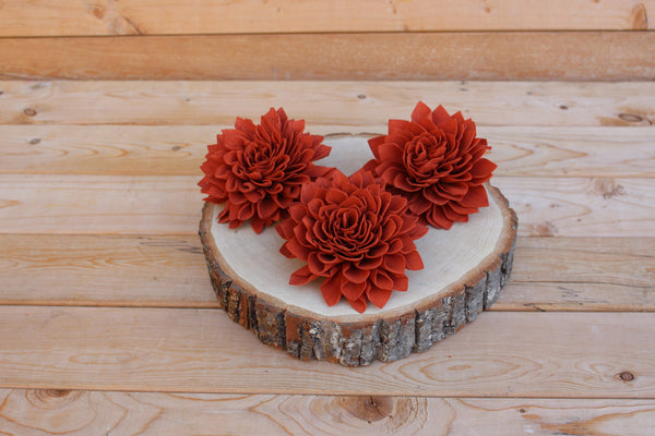 Terracotta Sola Wood Dahlias 4”