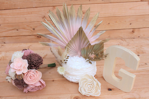 Misty Pink Cake Topper/ Dried Flowers Bouquet/Home Decor/ Cake Decor