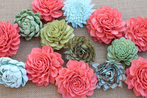 Coral Succulent Delight Mixed Assorted Sola Wood Succulents, Sola Flowers, sola bouquet, wood flowers, wedding flowers, succulent
