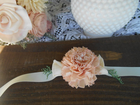 Vintage Rose Corsage, Sola Boutonniere, Rustic Wedding