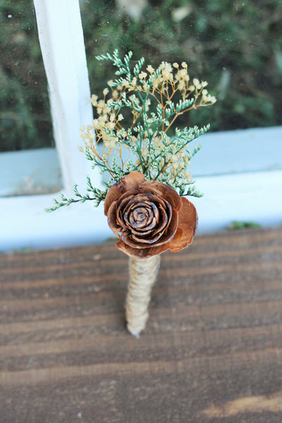 Cedar Rose Pine Cone Boutonniere