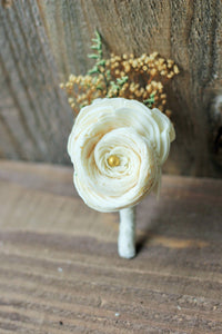 Sola Flowers, Sola boutonniere, buttonhole, groomsman, groom boutonniere