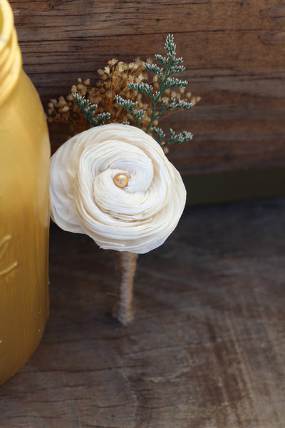 Sola Boutonniere-Groom Wedding, Groomsmen, Sola Shell Flower, Wedding, Wedding Flowers, Buttonhole, Rustic Wedding,