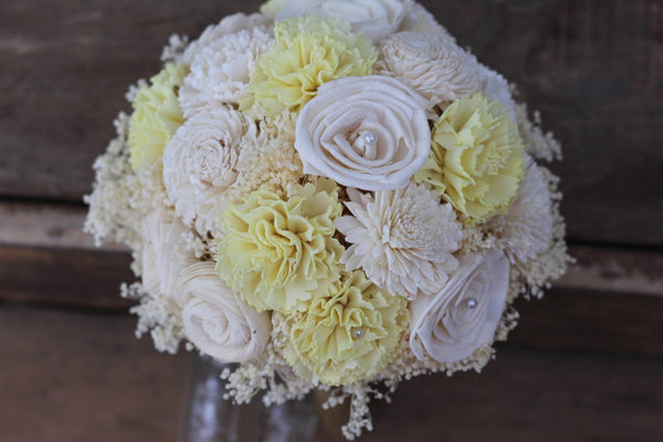 Yellow ivory sola wedding bouquet