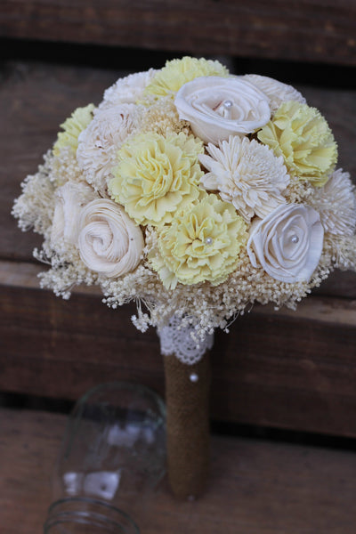 Yellow ivory sola wedding bouquet