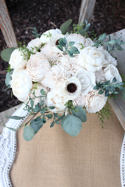 Maisie Collection Ivory Peony Anemone Sola Flower Bouquet