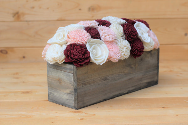 Marsala Dusty Rose Sola Wood Flower Centerpiece- Rustic Decor- Wedding Centerpiece