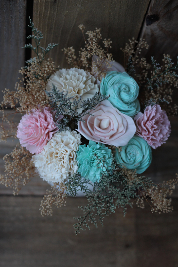 Pink and Mint Sola Wood Centerpiece