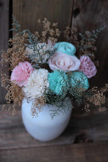 Pink and Mint Sola Wood Centerpiece