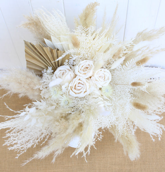 Blanche Collection- Boho Pampas Grass White Ivory Bouquet